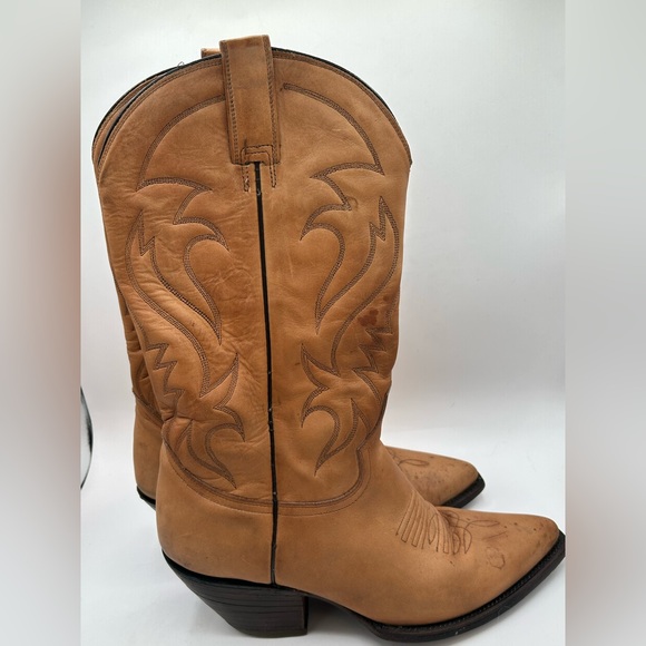 Mezcalero Tan Leather Cowgirl Cowboy Boots Men’s sz 9 Women’s Size 10 Western - Picture 4 of 13